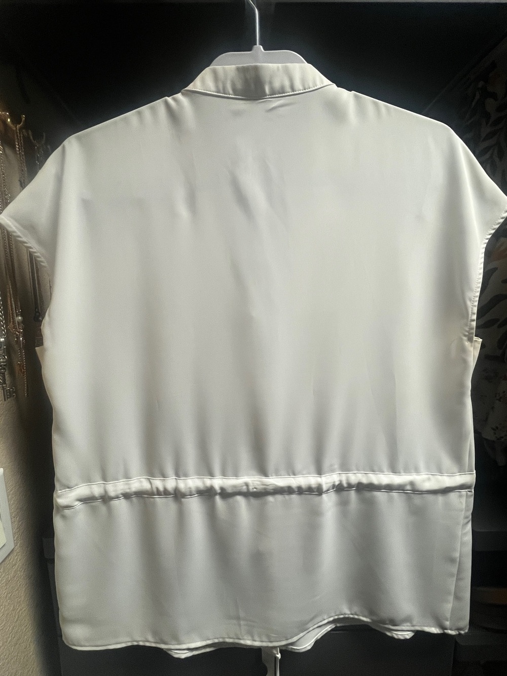 Women's Ivory Button-Front Drawstring Blouse - Picture 4 of 4